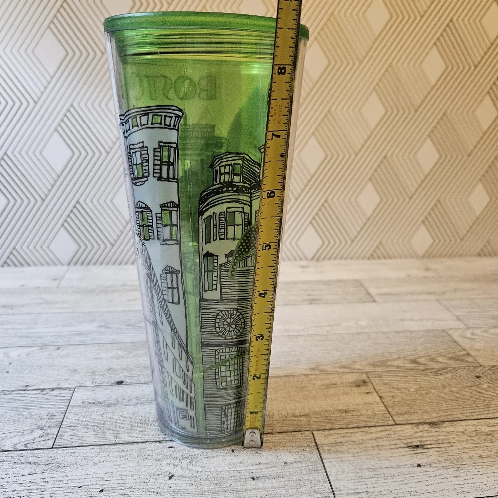 Starbucks Boston 2014 Iced Venti Tumbler Cup Green Double Wall 24oz No Lid Straw